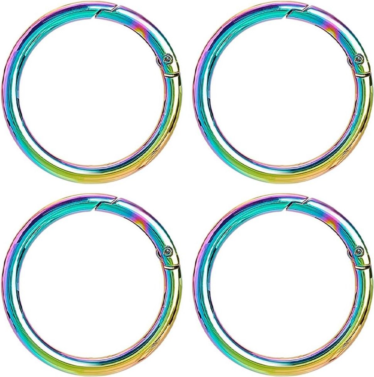 Ronde Karabijnsluitingen - Spring O Ringen - Sieraden Maken - Grote 48mm Diameter - 6 stuks - Kleurrijk