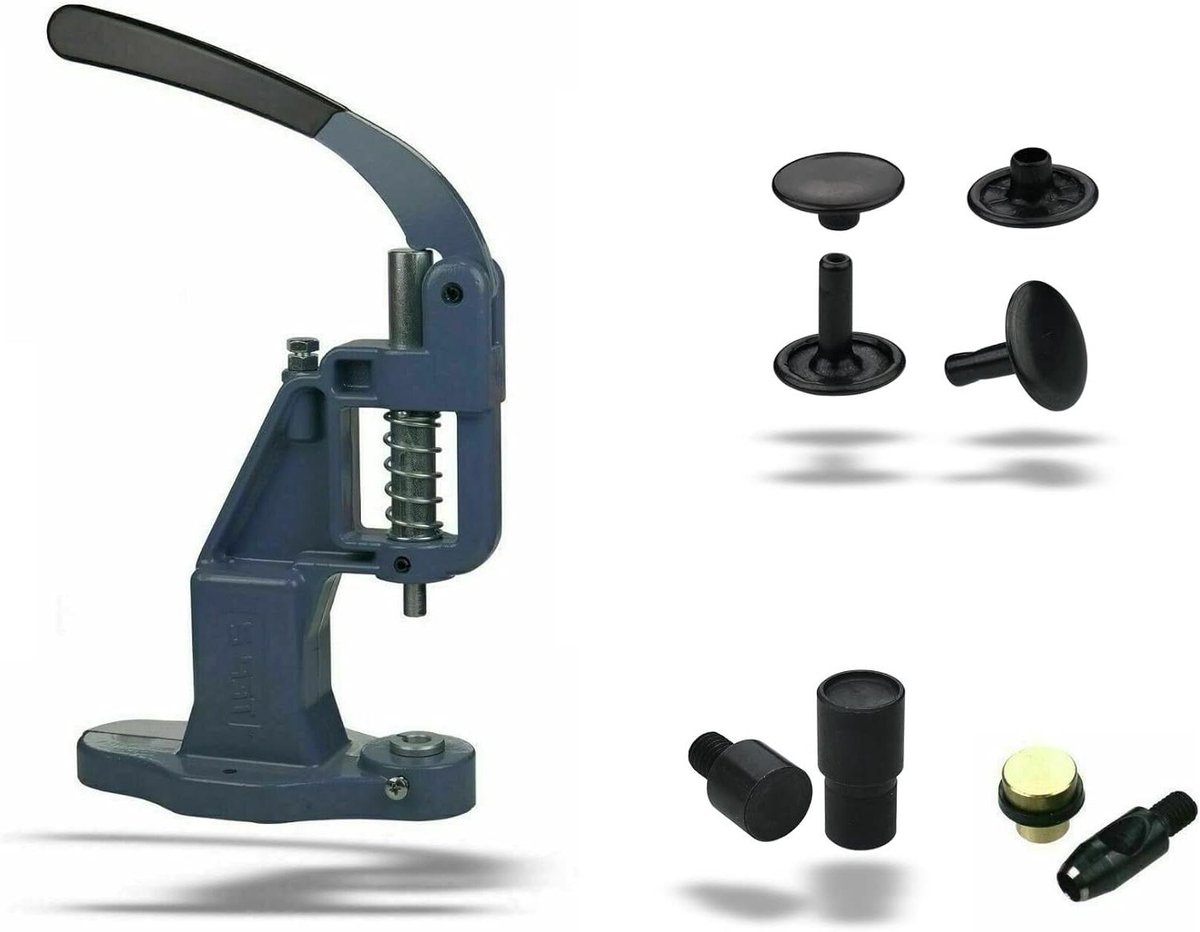 Klinknagelpers Set - Holle Klinknagels Gereedschap - Bevestigen van Materialen - Dubbele Kop Klinknagels - 9 x 8 mm - Zwart