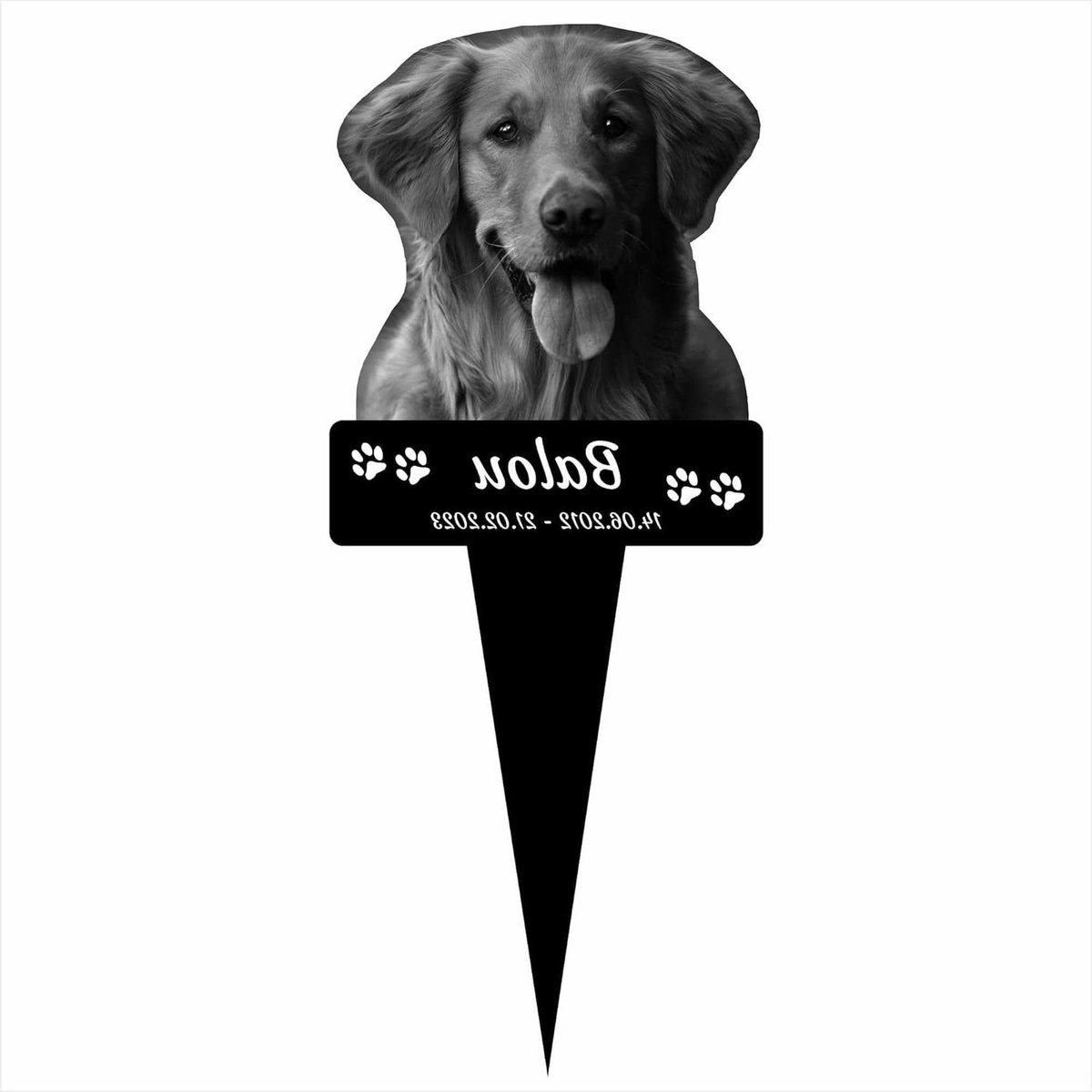 Grafmonument Hond - Herdenkingspaal Dieren - Graf Sieren - Gepersonaliseerd Met Foto - 30 cm - Zwart