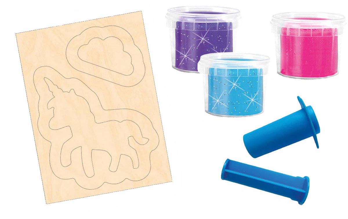 SES Creative Klei Set - Unicorns Neon Glitter met Kleispuit - Vanaf 3 Jaar - 3 x 90 g - Boetseerklei - Glutenvrij - Schoencadeautjes Sinterklaas — cadeau in Spellen & Speelgoed - foto 6