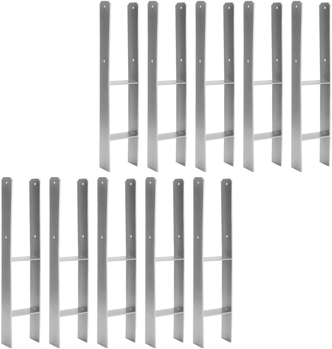 H-paalanker - H-paalhouder paalanker - Houtbouw projecten - Robuust weerbestendig staal - 91 x 600 mm - Zilver