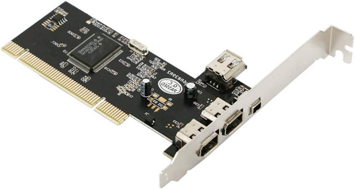 PCI Firewire Kaart - IEEE 1394 Adapter - Data Overzetten - Vier Poorten - Standaard PCI - Zwart