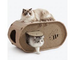 PakHet! Vilt Peekaboo - Kattenhuis - 3-in-1 Kattenmand, Krabplank & Kattenspeelgoed - 62.5×30×31.5 CM
