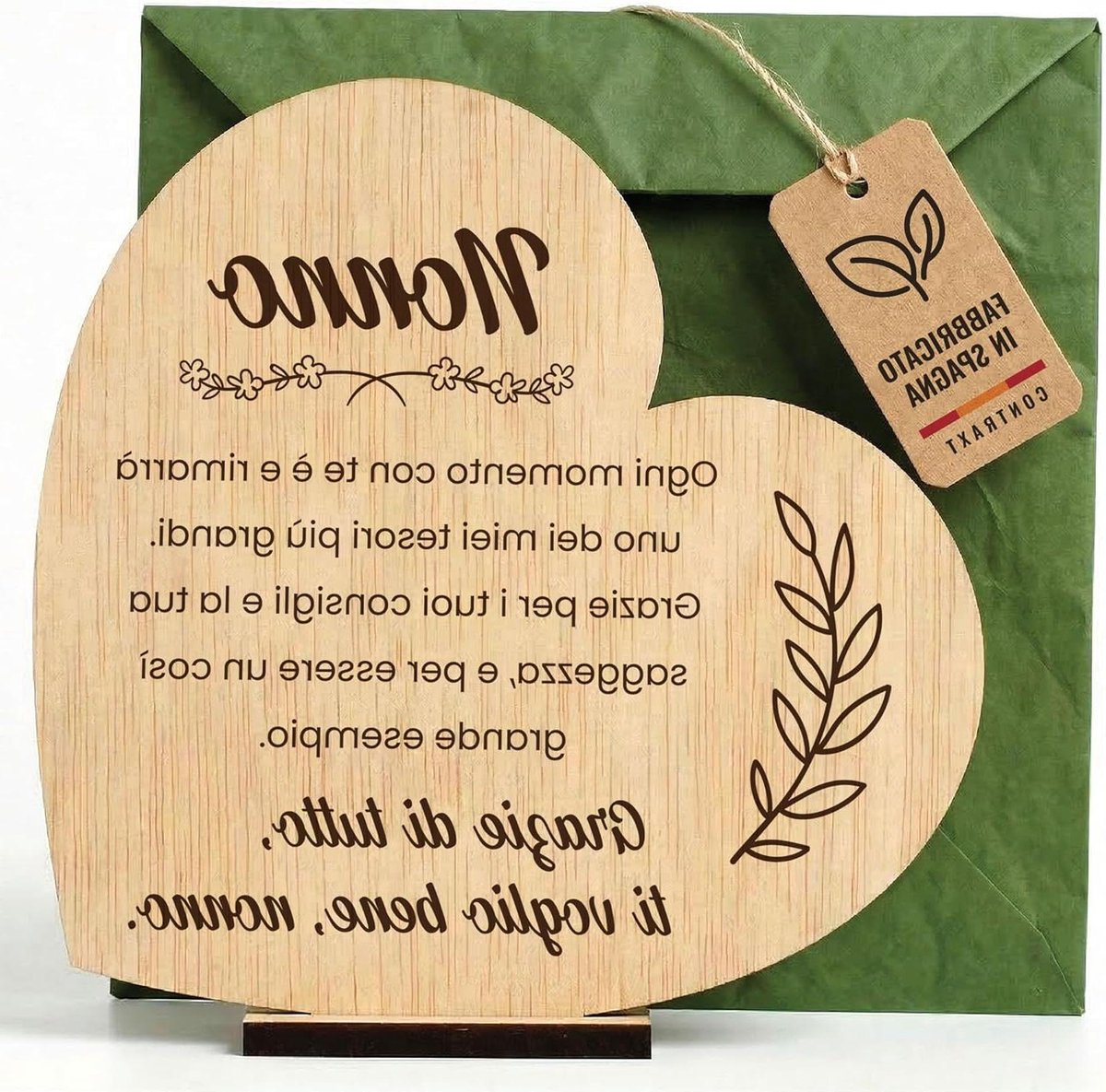 Houten Wenskaart - Hartekaart Notitie - Cadeau voor Opa - Met Houten Standaard - 1 Eenheid - Natuurlijk