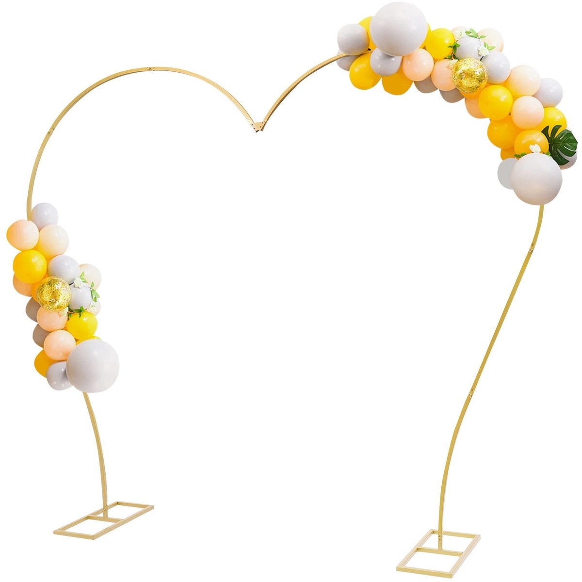Sello! ballonnenboog – ballonnenstandaard – hartvormig – huwelijk – babyshower – feest – bloemen – 2.65 H, 2.35 B – goudkleurig