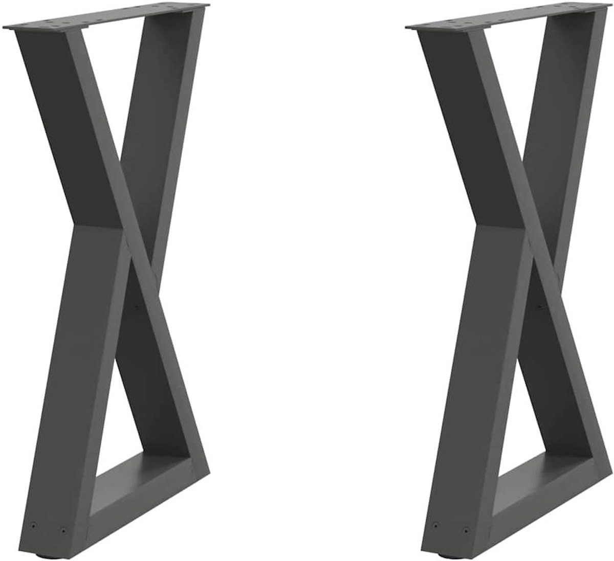 Eettafelpoten 2 stuks - Tafelonderstel metaal - Meubels aanpassen - Verstelbare voetnivelleerders - 50 x 72 cm - Antraciet