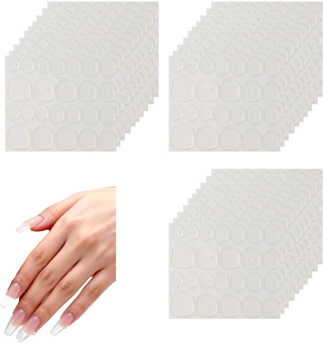 Dubbelzijdige Lijm Nagelstickers - Transparante Waterdichte Zelfklevende Nagellijm voor DIY Nagelkunst - 30 Vellen in Diverse Maten voor Creatieve Nagelversiering
