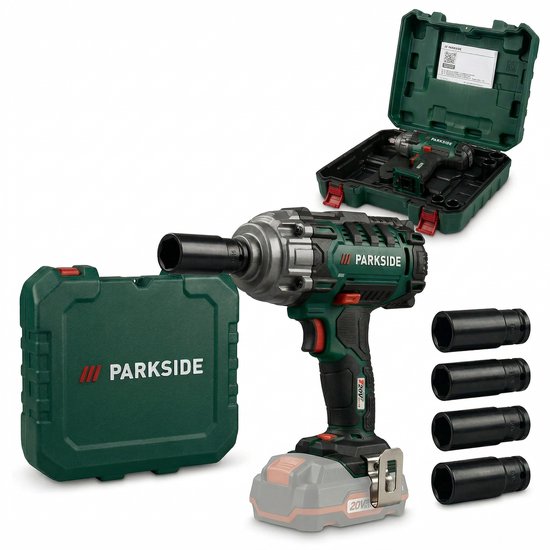 Slagschroevendraaier 20V Parkside accu los, 400 Nm koppel, 0-2800 tpm, traploos regelbaar, LED-licht, magnetisch