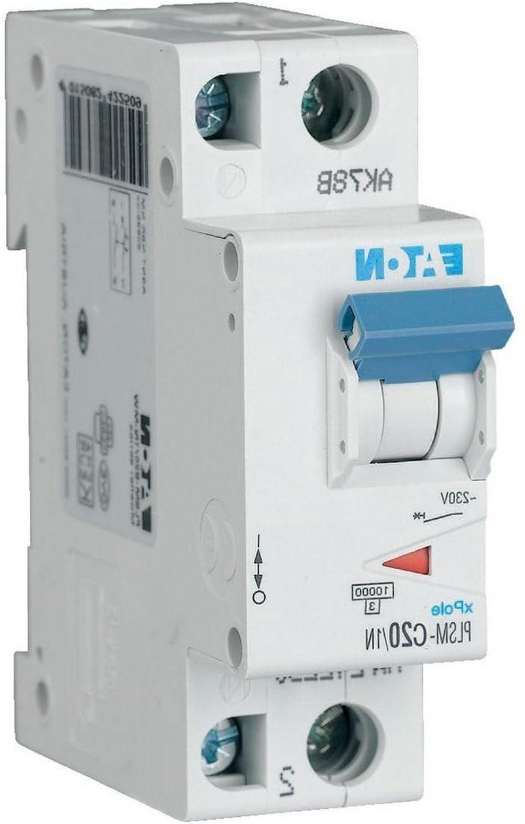 Stroomonderbreker - LS-schakelaar - Elektrische beveiliging - Thermische magnetische trigger - 20A 1P+N - Grijs