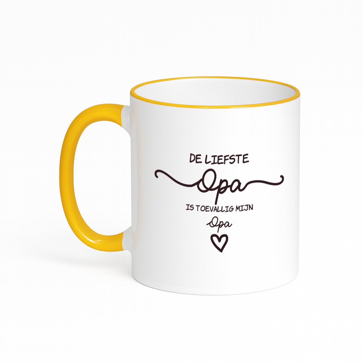 Hacebo® - Opa cadeau koffiebeker met gekleurde rand goudgeel - Opa - De liefste Opa - thee mok - koffie beker - Opa cadeau - Opa mok - Opa cadeautjes - Opa verjaardag - liefste Opa - Bonusopa - Leuk kado om te geven - koffiemok - 330 ML