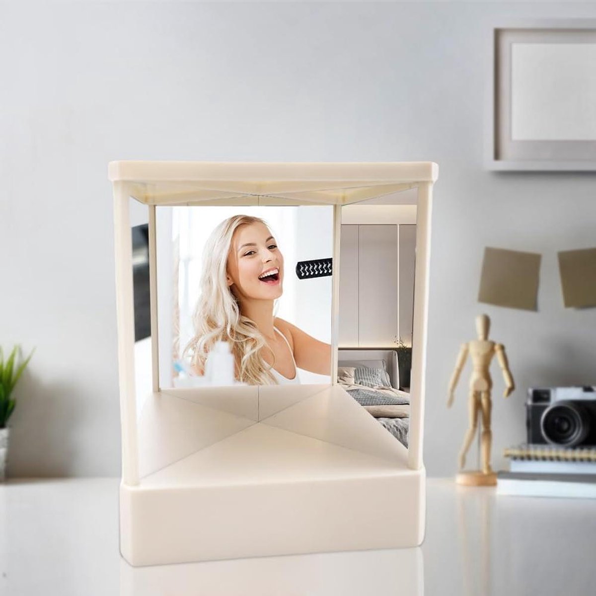 Niet-omkerende spiegel - Ware beeldspiegel - Precisie make-up - Slank ontwerp - Rechthoek - Wit