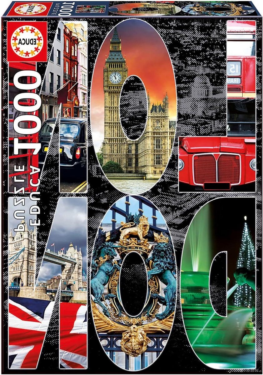Legpuzzel Londen - Puzzel Stad - Ontspannen Tijdverdrijf - Kleurrijke Collage - 68 x 68 cm - Multicolor