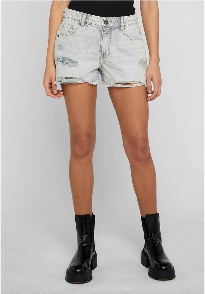 Urban Classics Destroyed Korte broek Taille 29 inch Zilverkleurig