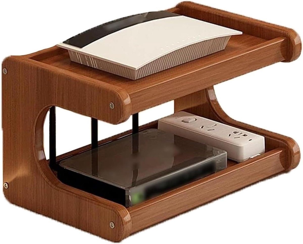 Router Opbergkast - Wifi Box Verberger - Bureau Organiseren - Meerlaags Ontwerp - 30 cm - Bruin