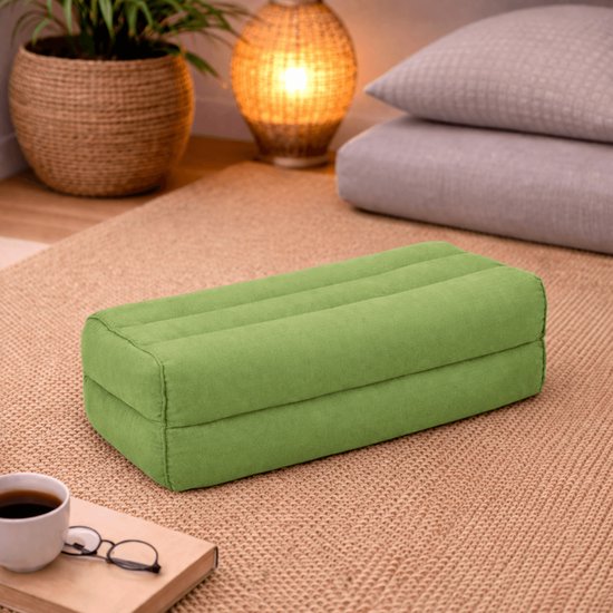 Yoga blok - Traditionele Thaise Kapok Yoga Ondersteuning Blok Kussen - Meditatie Kussen rechthoek - 35x15x10cm - olijfgroen van Onbekend. — afbeelding 3