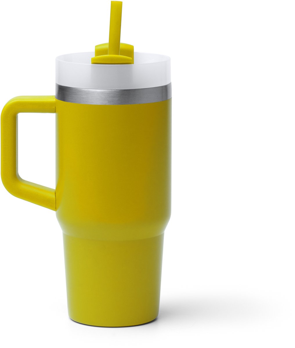 Gele beker to-go Gereycled RVS 400 ml Thermo beker
