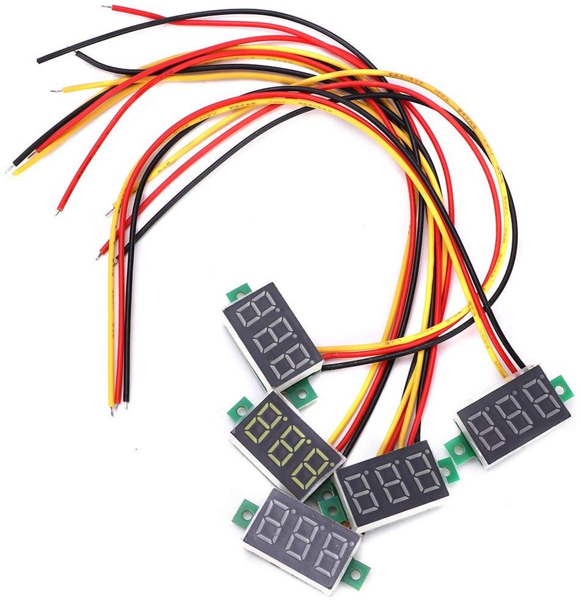 Digitale Voltmeter - Spanningstester DC - Batterij Status - Omgekeerde Beveiliging - 5 Stuks - Groen