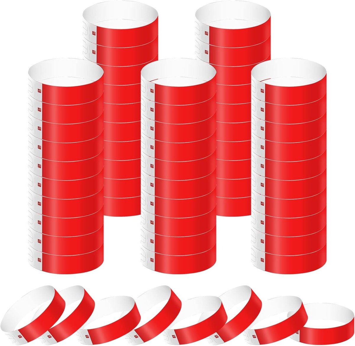 Papieren Polsbandjes 500 Stuks, Waterdichte Neon Polsbandjes voor Evenementen, Festivals en Concerten (Rood)