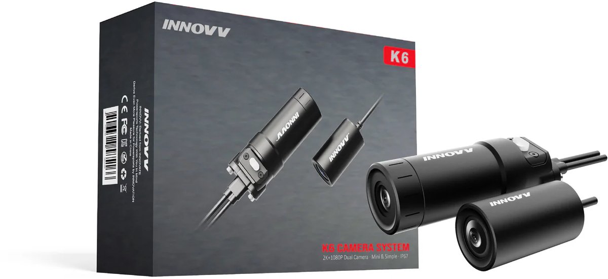K6 2K+1080P Motorcycle Dashcam