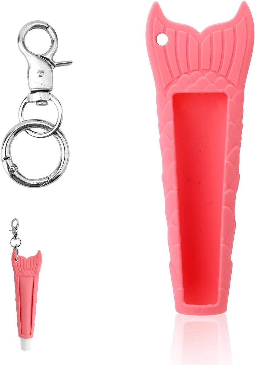 Draagbare Sleutelhanger voor Lippenbalsem, Siliconen Beschermcase voor Lippenbalsem, Geschikt voor Diverse Merken, Roze Kleur