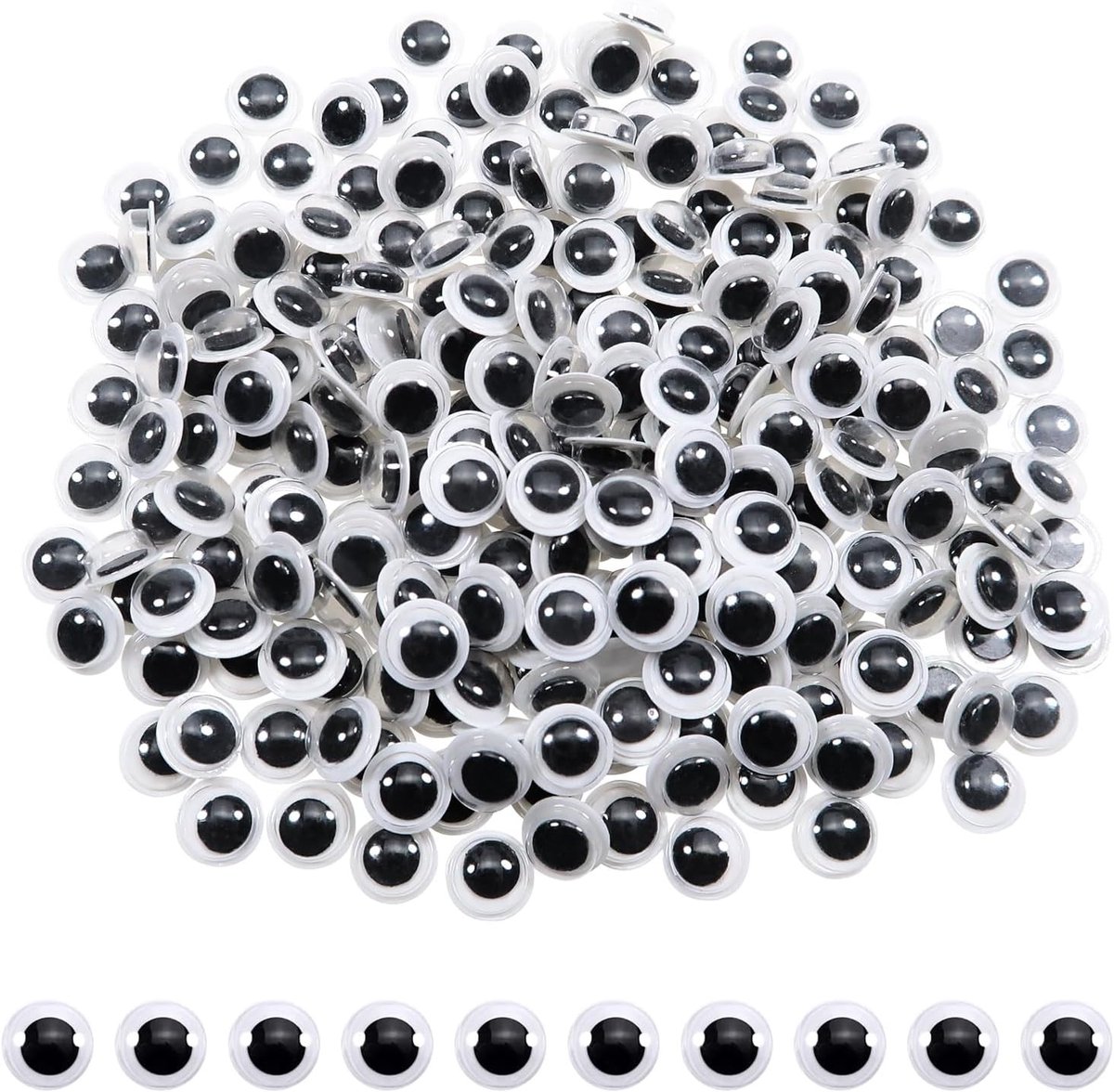 100 Stuks Zelfklevende Wedge Ogen Rond Zwart Wit 8mm Googly Ogen voor Scrapbooking en Creatieve Knutselprojecten
