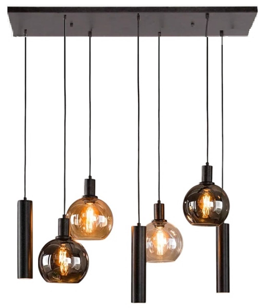 Hanglamp Sfera Artic Zwart Glas Tricolore 7 Lichts