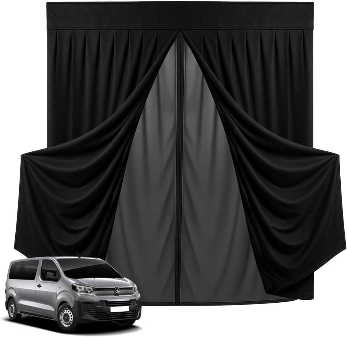 Insectennet Auto - Vliegengaas Camper - Kamperen en Reizen - Magnetische Sluiting - 150 x 120 cm - Zwart