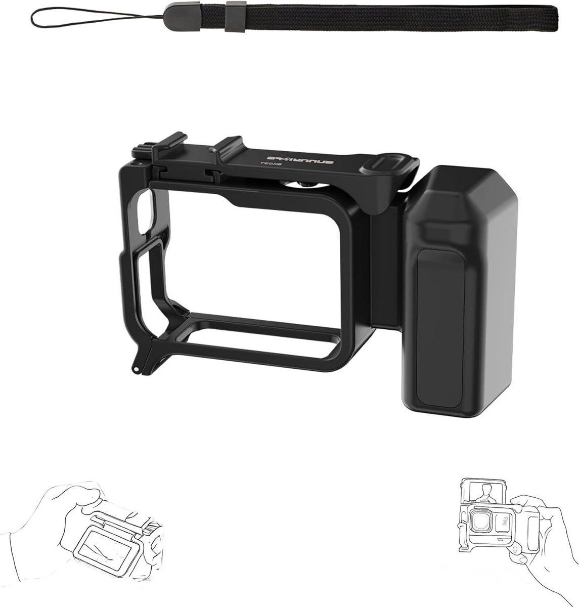 Camera Handgreep - Vlog Grip - Straatfotografie - Geïntegreerde Sluiterknop - 60 gram - Zwart