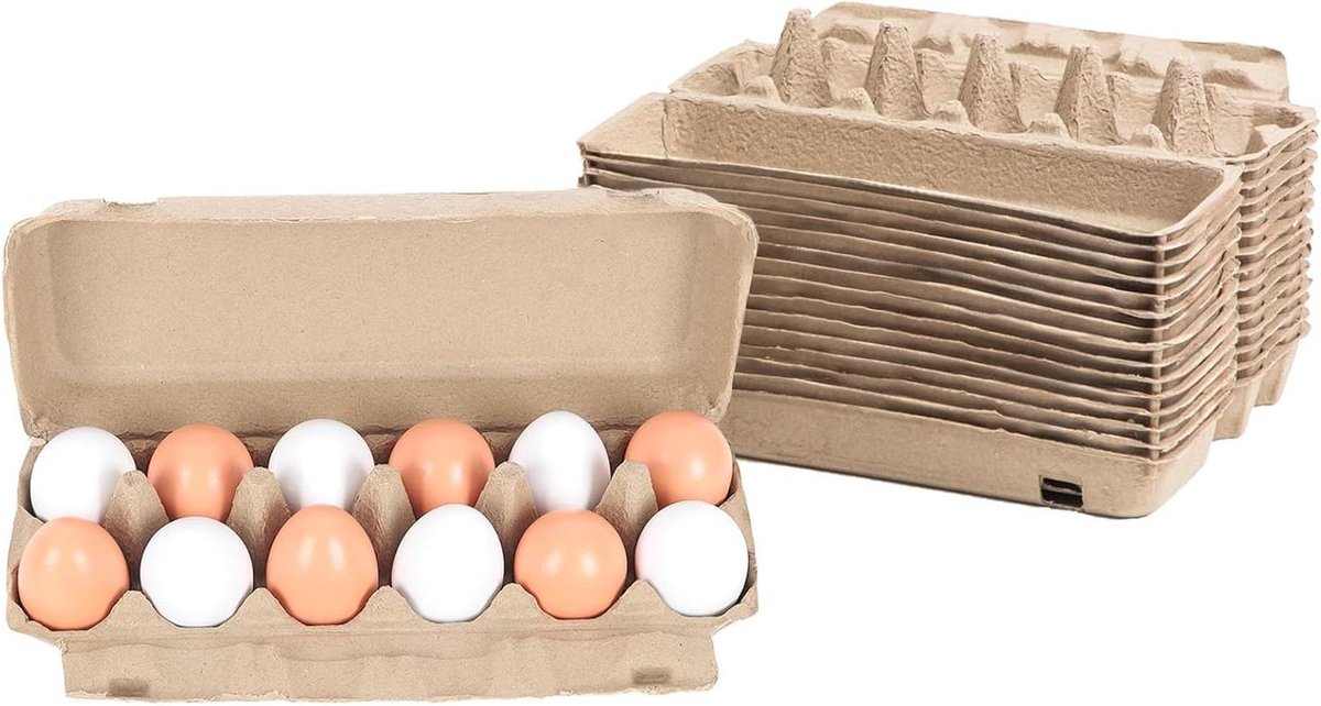 Eierdozen Bulk - Eierhouders Containers - Eieren Opslaan - Natuurlijke Papierpulp - 15 Stuks - Natuurlijk