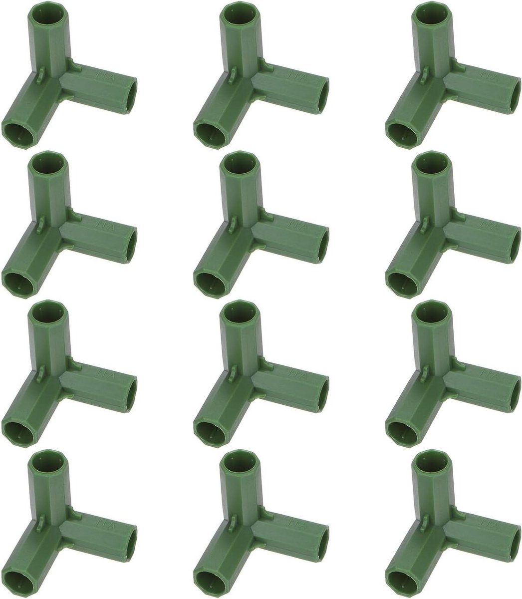 Kasframe Connectoren - PVC Fittingen - Tuinstructuren Bouwen - 3-weg Haakse Hoek - 11 mm Binnendiameter - Groen