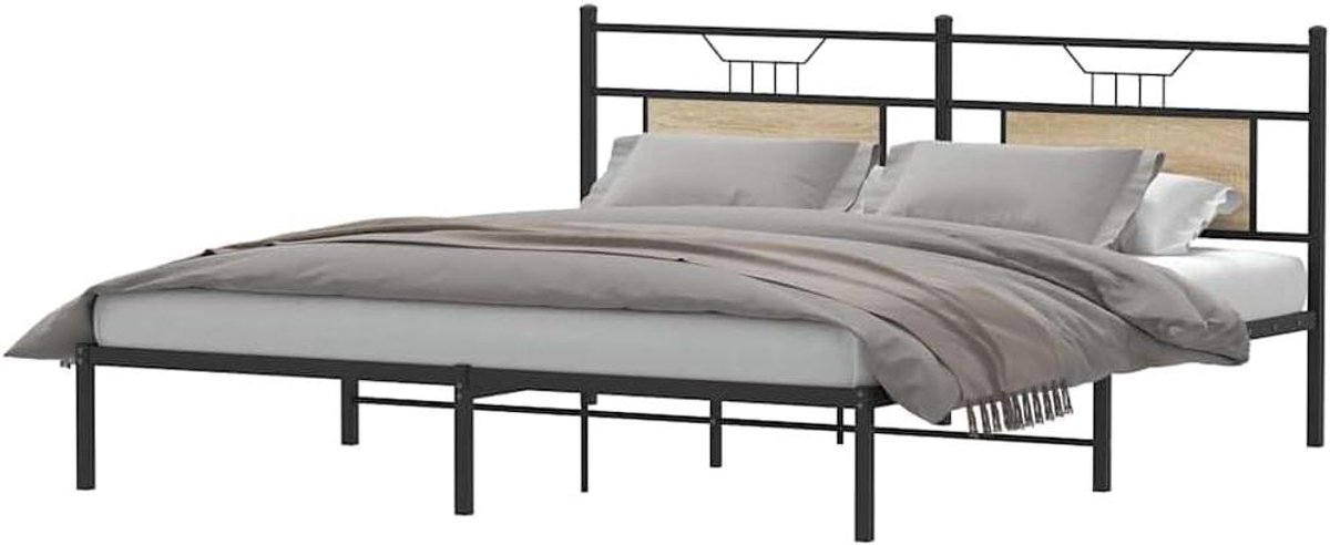 Bedframe - Tweepersoonsbed Ledikant - Goede Nachtrust - Met Opbergruimte - 183x213cm - Sonoma Eiken
