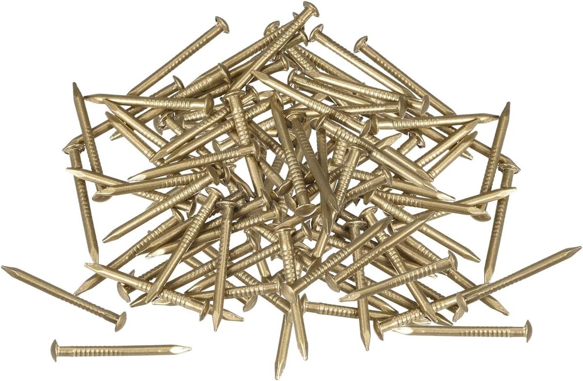 100 Stuks Messing Spijkers en Pinnen Assortiment, 1.2mm x 15mm, Voor Houtbewerking, Bevestigen van Foto's, Lijsten en Meubels