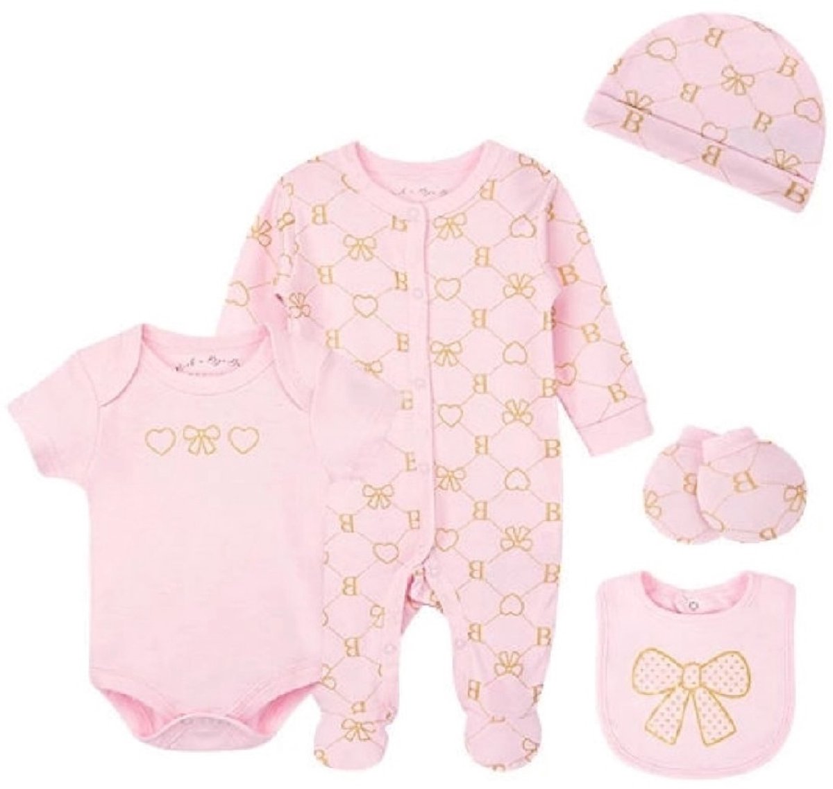 Rock-a-Bye Baby - Kledingset - Kraamkado - Roze - 5-delig - Newborn - Maat 56