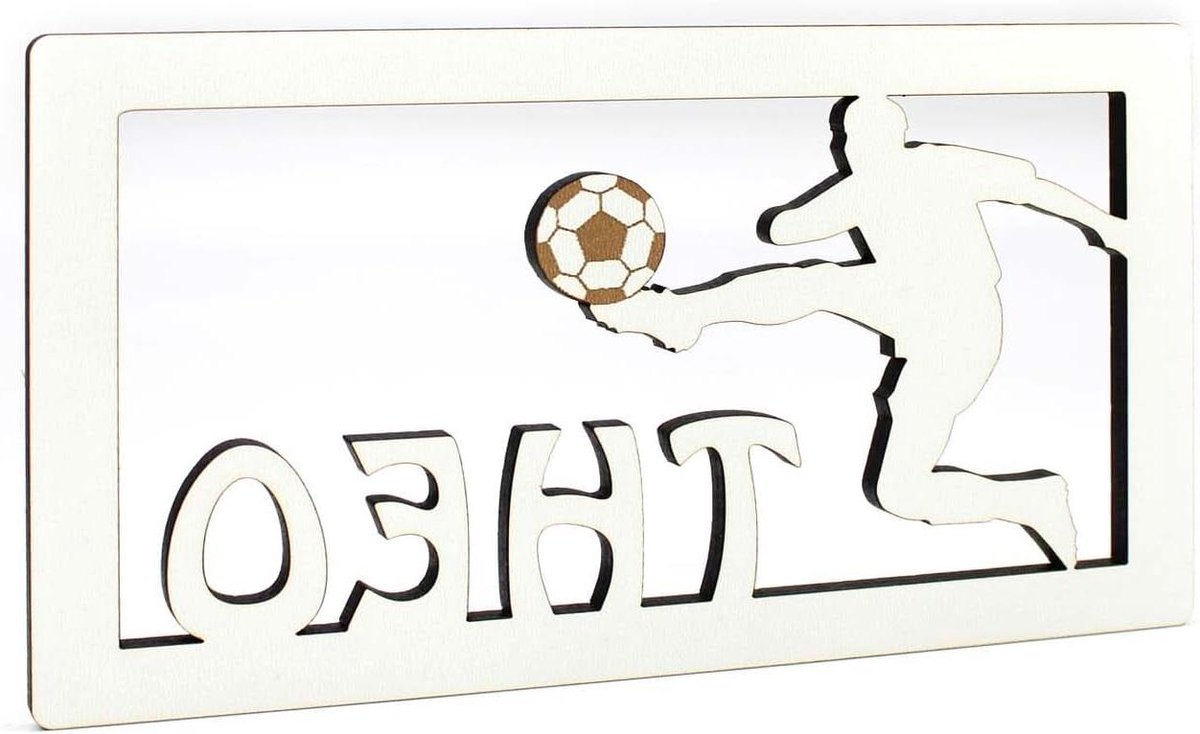 Deurbordje Kinderkamer - Naambordje Jongens - Voetbal Decoratie - Zelfklevend - 18 x 10 cm - Voetbal