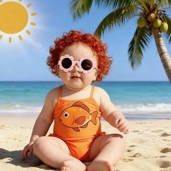Babys Zonnebril - Kinderzonnebril Baby - Oogjes Beschermen - UV400 Gepolariseerde Lenzen - 6-24 Maanden - Roze van Merkloos — afbeelding 2