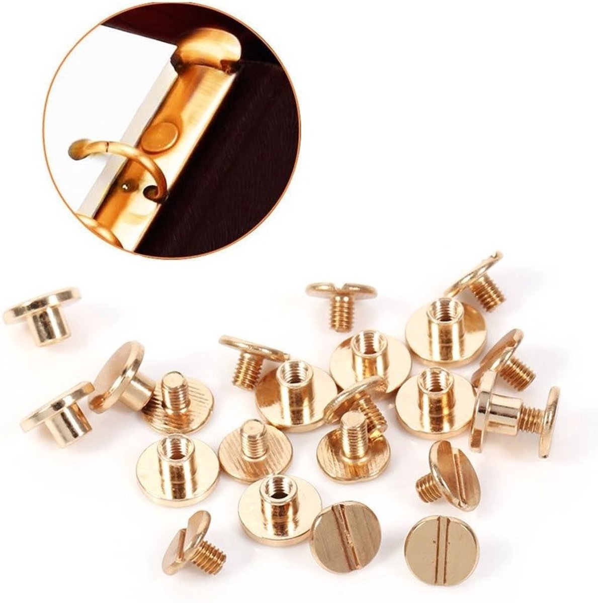 Messing Nagel Rivets voor Leren Projecten - DIY Studs voor Riemen en Accessoires - 10 Sets van 5/6.5/8mm