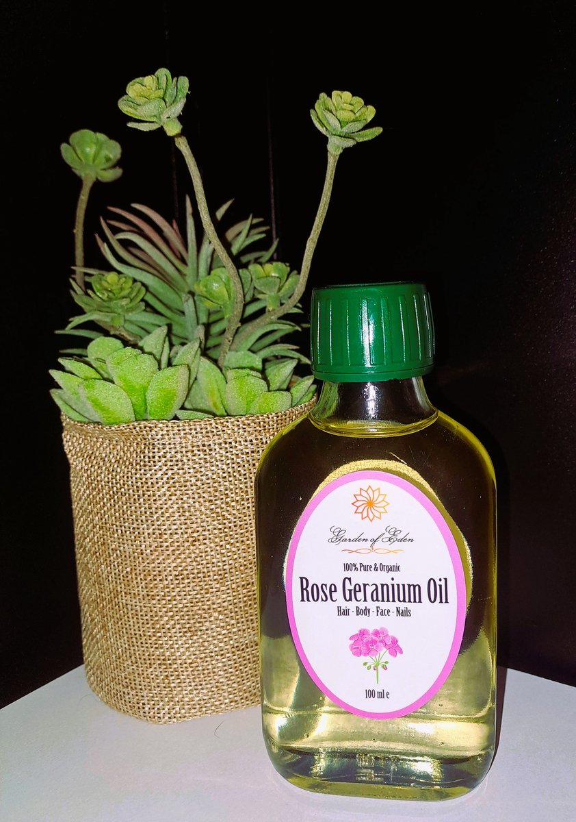 Pure organic Roos / rozen geranium olie 100ml voor huid, haar, nagels en gezicht - roosgeranium body olie - rozengeranium massage olie - nagelolie - op basis van druivenpitolie, druivenpit olie