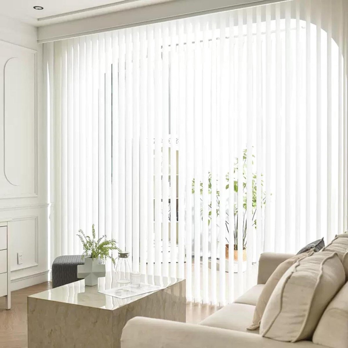 Verticale Jaloezieën - Lamellengordijnen Raambekleding - Privacy Creëren - Op Maat Gemaakt - 70x180cm - Wit