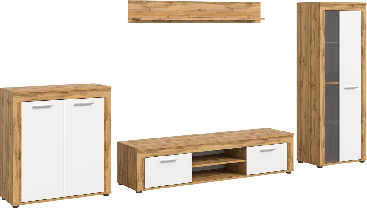 Jam boekenkastopstelling eik decor, wit.