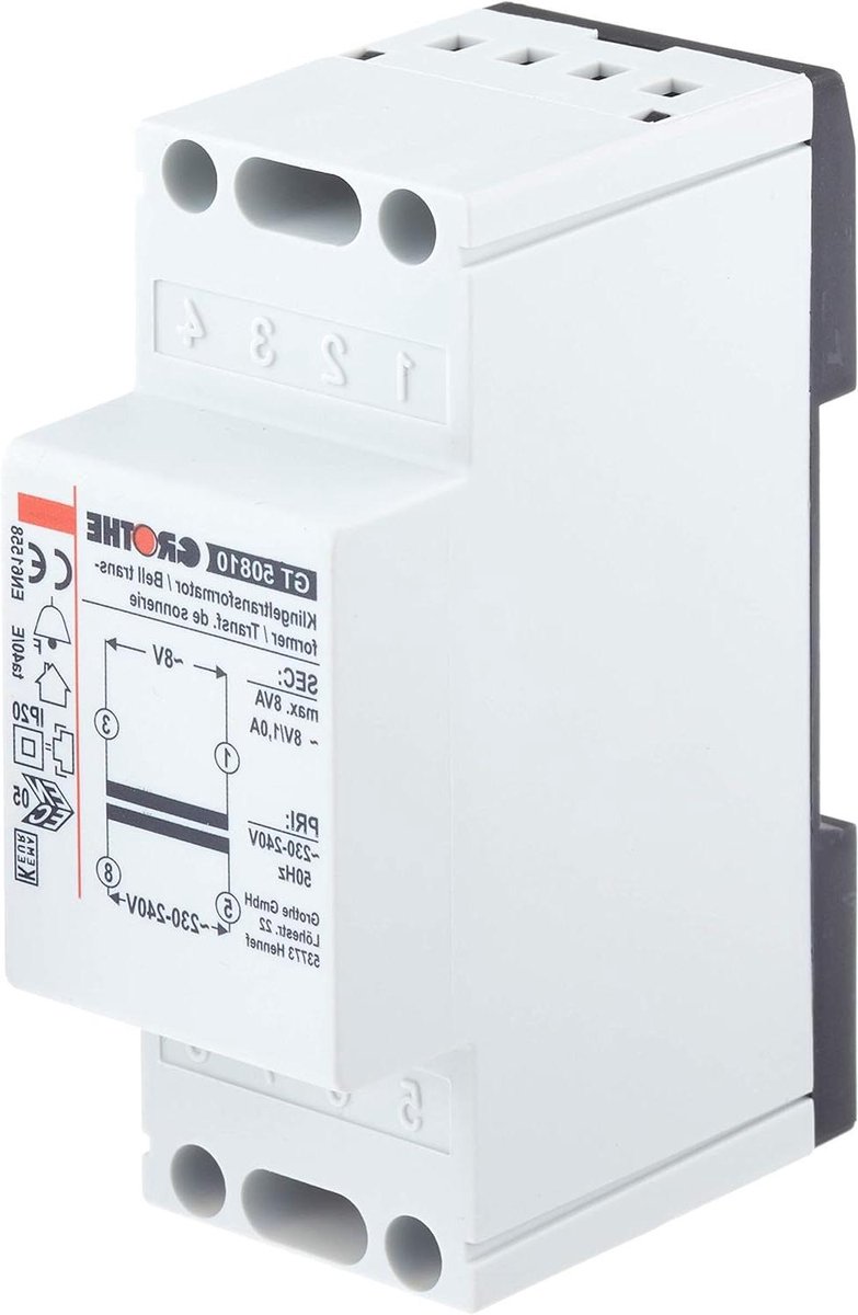 Beltransformator - Deurtelefoon transformator - Deurbel voeding - Fail-safe werking - 8 V AC 1 A - null