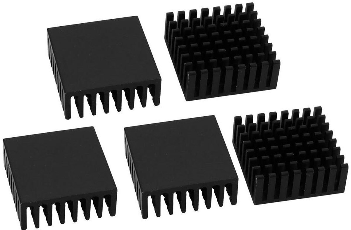 Aluminium Koeler - Warmtegootsteen Koelplaat - Elektronica Koelen - Hoge Warmteafvoer - 25mm x 25mm x 10mm - Zwart