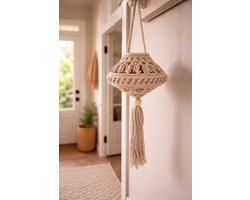 Haaksels&Kralen - Gehaakte Lampion Lola – Kleur Linnen - exclusief lichtje – Tuinaccessoires