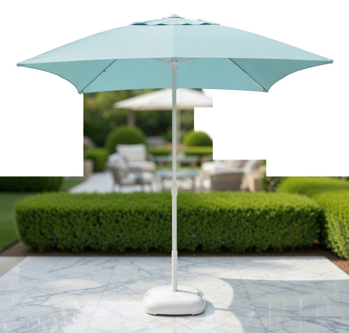 Vierkante Tuinparasol 200 cm – UV-beschermende Outdoor Parasol 2M – Waterafstotende Strand- en Marktscherm Parasol – Draagbare Balkon-, Tuin- en Terras Parasol met Sterke Metalen Stok Medahomestore