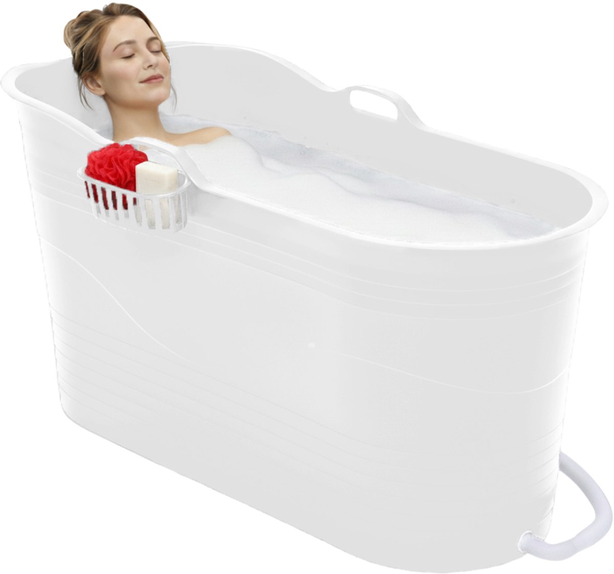 Bath Bucket XL - Wit - 123 cm - Zitbad voor volwassenen - IJsbad - met rekbare Afvoerslang tot 3 meter