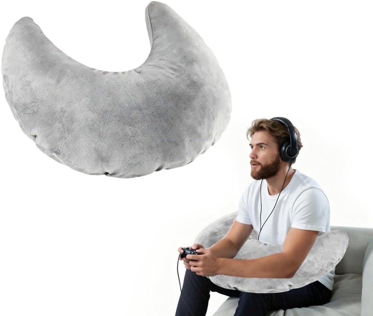 Ergonomisch Gaming Kussen voor Langdurig Spelen, Ideaal voor Lezen en Ontspanning op Bed, Bank of Vloer - Comfortabel en Ondersteunend Kussen in Grijs