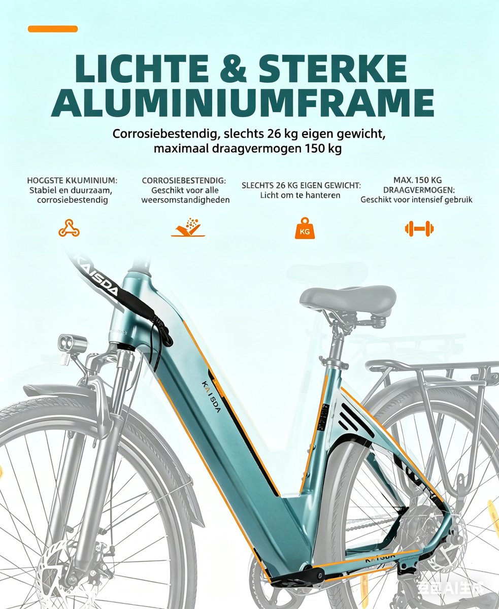 E-fiets 28" Unisex Aluminiumframe 150km Bereik 36V thumbnail 5