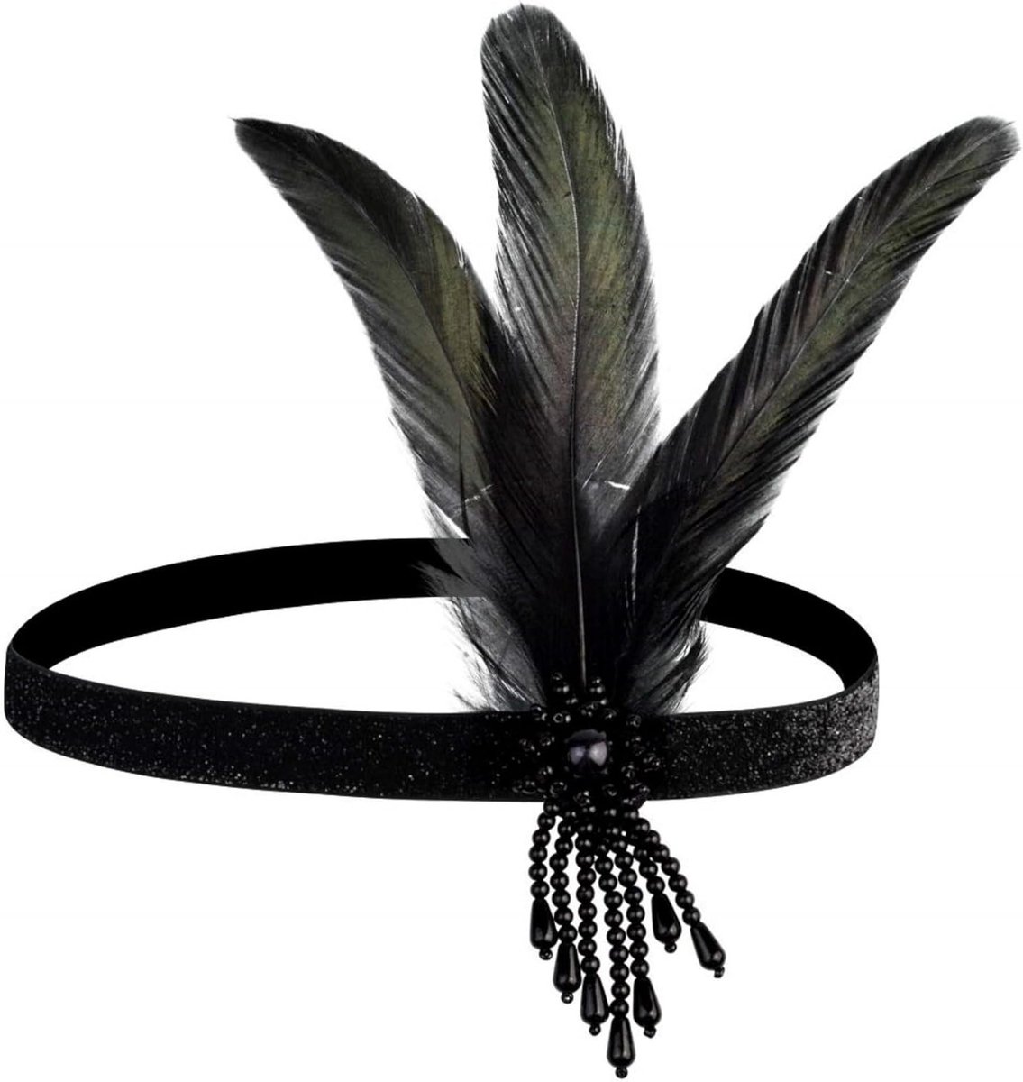 Elegante Veren Haarband voor Vrouwen, Flapper Stijl, Vintage Kostuum Accessoire voor Feestjes en Bruiloften met Kristallen en Kwastjes
