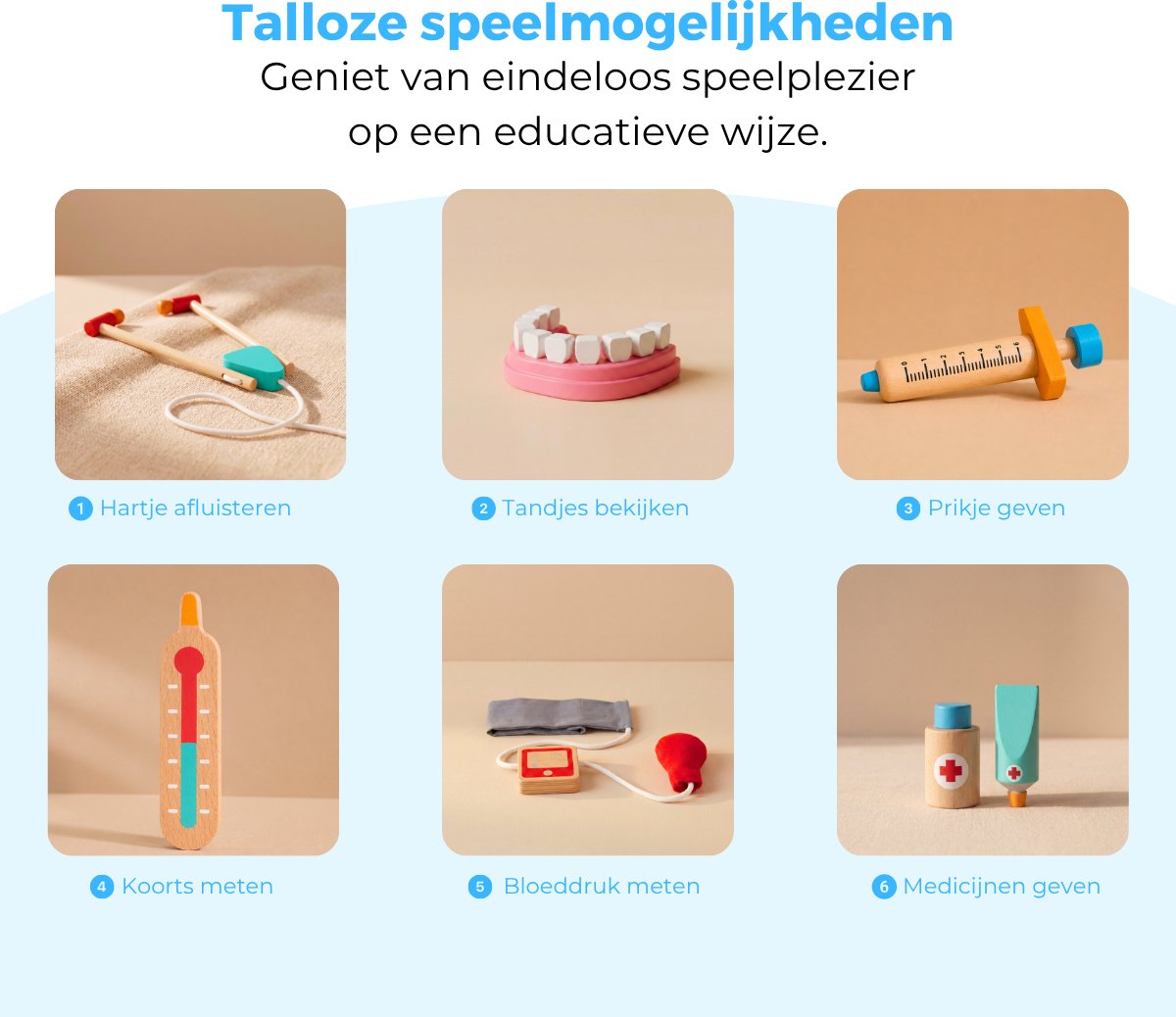 Mauzek® Dokterset Speelgoed - Montessori Speelgoed - Inc Dokterstas - Dokter Speelgoed - Dokterskoffer - Doktersset - Houten Speelgoed - Educatief Speelgoed - Peuter Speelgoed - Jongens - Meisjes - 3 jaar - 4 jaar - 5 jaar - 6 jaar — afbeelding 5