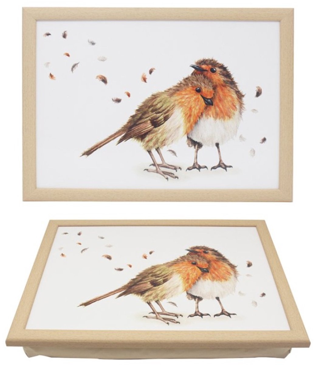 Cosy Creations Schootkussen - Laptray love birds roodborstjes koppel 44x33x6cm