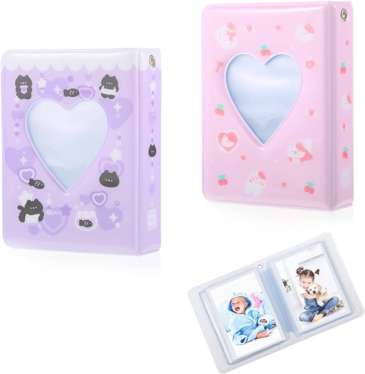 Mini Foto Album Set van 2 - Klein Kpop Foto Kaarten Binder, ID Houder met 18 Bladen en Kpop Stickers voor Verzamelingen